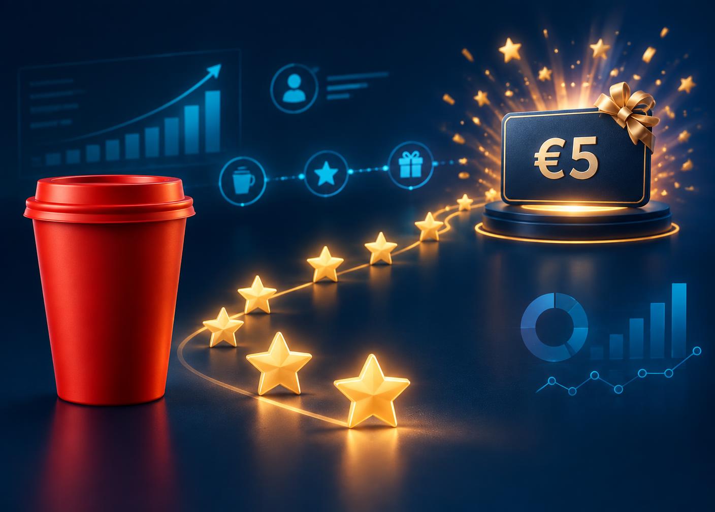 A star-based loyalty journey leading to a five euro voucher
