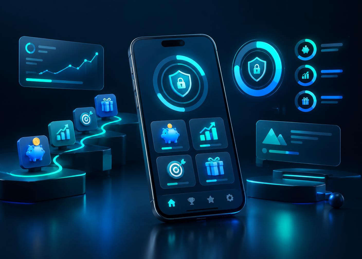 A secure mobile banking interface with interactive campaign mechanics